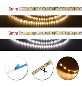 Smal bredd 3mm SMD 2025 LED -remsa DC 12V Super Blighter 168 LEDSM flexibel strip LED -ljuslampa reklambelysning 5mroll1348313