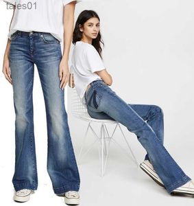 Damenjeans Jeans 20 neue Produkte im Frühsommer 7fam 7-förmige Hosentasche hinten elastische Baumwolle Bodenweiße Hüfthebe-Horn-Jeanshose 240304