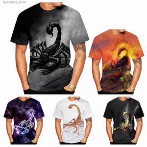 Homens camisetas Novo verão 3d impressão t camisa moda tendência animal escorpião streetwear impresso camisetas l240304