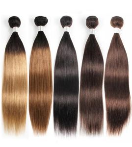 1 bundle dritto Ombre T1B27 miele biondo 1B30 2 4 marrone scuro Remy brasiliano indiano peruviano malese capelli umani tesse2746126