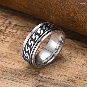 Cluster Rings KOTiK 2024 Fashion Punk Vintage Spinner Ring For Men Silver Color Stainless Steel Rotatable Jewelry Valentine's Day Gifts