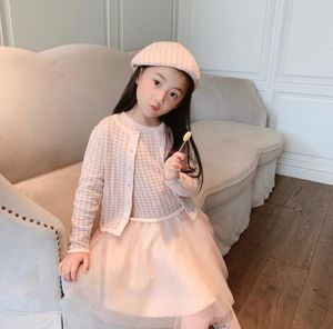 Sweet Girls Knit 세트 가을 어린이 카디건과 조끼 드레스 2pcssuits 아기 소녀 파티 핑크 옷 2679456