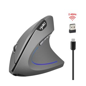 Mice HXSJ Wireless Mouse Vertical Mice Ergonomic Rechargeable 3 DPI optional Adjustable 2400 DPI Mouse with USB charging Cable Mouse