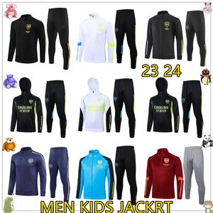 23 24 Arsen New Pepe Saka Men Kidsフットボールジャケットトラックスーツガンナートレーニングスーツジャージセット2023 2024 Odegaard Hooded Soccer Sportswear Jogging Kit