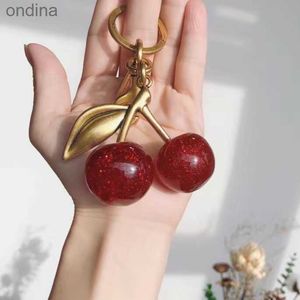 Key Lanyards Handväska Keychain Womens Utsökt Internet Famous Crystal Cherry Car Accessories High Grade 240304