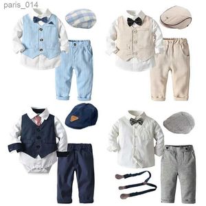 Suits Boys Suits Blazers Clothes Suits For Wedding Formal Party Striped Baby Vest Shirt Pants Kids Boy Outerwear Clothing Set