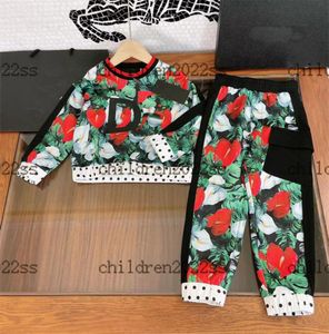 2022FW flower printing pullover with pants sets luxury girls autumn sets red long sleeve hooded deisgner trousers highend tracksu8414894
