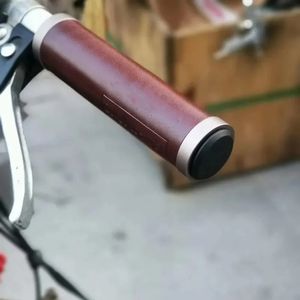 Bicycle cowhide grips lock handmade 95 120mm handle cover for brompton bike BMX universal leather grips have letter 240223