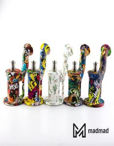 Water Transfer Printing Silicone Drum Smoking Bong Unbreakable Dab Rig for Wax Dry Herb with Stainless Steel Tip and Dabber9452870