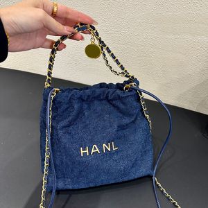 Womens Designer Classic Mini 22 Blue Shopping bags With Letter Coin Charm Gold Metal Hardware Matelasse Chain Crossbody Shoulder Handbags Outdoor Purse 18X20CM