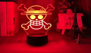 Anime ONE PIECE LOGO Luce notturna per bambini Sensore tattile a LED Luce notturna colorata per la decorazione della camera da letto del bambino Lampada da tavolo fredda 3d Gift4955306