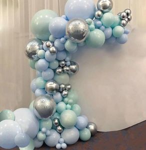 Macaron Blue Mint Pastel Balloons Garland Arch Kit Sliver 101pcs DIY Birthday Wedding Baby Shower New Year Party globos Decorati 21178291