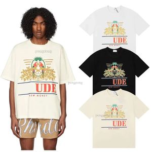 Tasarımcı T-Shirts Mens Shorts Plaj Kısa Pantolon Kadın Pamuk Kısa Kollu Gömlek Sıradan Tshirt Çok yönlü rhude tees gömlek Hızlı kurutma nefes alabilen örgü şort 836