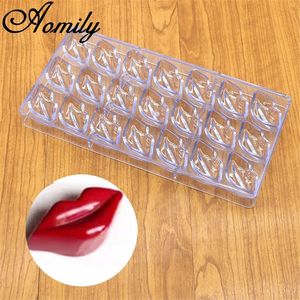 AOMILY 3D LIPSシェイププラスチックチョコレートケーキポリカーボネートプリンゼリーキャンディーアイス金型自家製デザートDIYキッチンベーキング240220