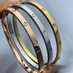 Versão estreita com 4 diamantes de alta qualidade designer de luxo versão alta ama pulseiras para mulheres homens