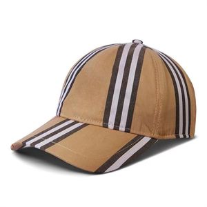 Летняя дизайнерская классическая полосатая печать Модная бейсболка Мужчины Женщины Унисекс Регулируемая бейсболка Хлопковая шляпа от солнца Высокое качество Хип-хоп Вышивка Солнцезащитная шляпа