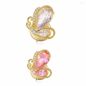 Broches bonito rosa branco zircão borboleta para mulheres broche de cobre pinos moda roupas jóias acessórios mujer 2024