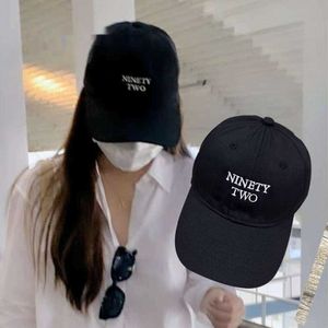 Ball Caps 2024 New Ball Caps Freen becky Same Letter NINETY TWO Hat Embroidered Cotton Pure Black Baseball Cap Breathable Sun Visor Protection 230830