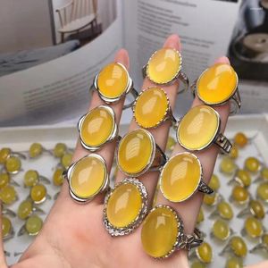 حلقات الكتلة العصرية الفضية الفضية chalcedony صفراء أوبال أوبال خاتم خمر للنساء هدية هدية إسقاط المجوهرات بالجملة