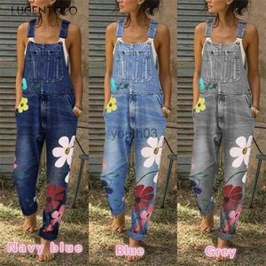 Women's Jeans Jeans Overalls Spring Autumn Flower Mid Waist Pocket Fashion Solid Long 240304