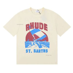 Ins Hot 23ss Primavera Verão Rhude Camiseta American Luxury Shirt Skate Mens Designer Camiseta Mulheres Homens Casual T-shirt Bom Mens Camiseta US TAMANHO Livre 930