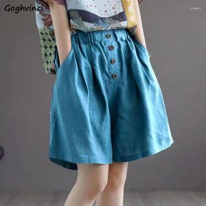 Women's Shorts Wide Leg Women 5 Colors Vintage Loose Casual Chic Summer Button High Waist Korean Style Fashion M-3XL All-match Ladies