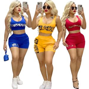 Designer Sportliche Trainingsanzüge Outfits Damen Casual Weste Top und Hot Pants Zweiteilige Sets Kostenloser Versand