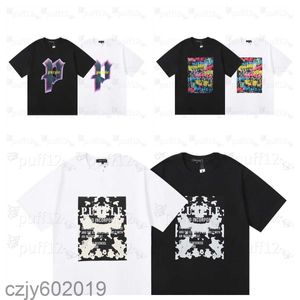 Roxo Marca Camiseta Designer Mens 2024ss Camiseta High Street Color Letter Imprimir Graffiti Algodão Solto Casual Mens e Mulheres Manga Curta T-shirt Moda Camisa de Luxo