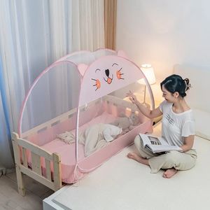 Quatro estações universal yurt bebê confortável sono mosquiteiro estilo desenho animado instalação gratuita fundo completo berço pequeno tenda 240223