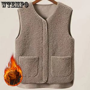 Waistcoats WTEMPO Women's Zipper Fur Vest Plush Gilet Loose V Neck Sleeveless Sherpa Jacket Fall Winter Shearling Outwear Fleece Coat