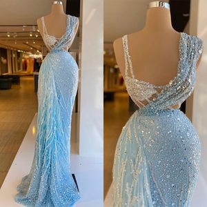 Charming Evening Dresses Sequins Mermaid Prom Gowns Sleeveless Deep V Neck Illusion Custom Made Formal Party Dress Plus Size