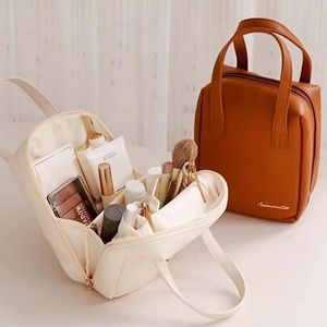 Cosmetic Bags Korean Fashion Shell For Women Elegant PU Leather Makeup Pouch Travel Toiletries Organizer Storage Handbag