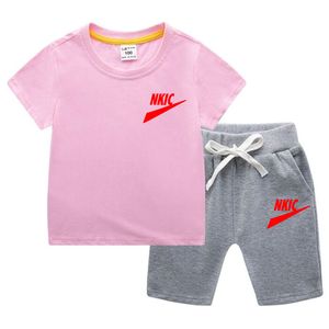 Novo verão roupas do bebê meninas terno crianças roupas meninos esportes camiseta shorts 2 pçs define criança traje casual crianças fatos de treino
