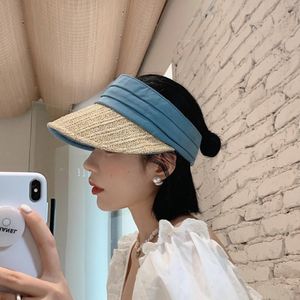 Słomiana czapka Visor dla kobiet projektantka mody Odwracalna sun hat Packable Anti UV Beach Hats Topless Korean Outdoor Travel Caps Wide 274B