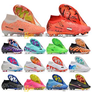 Saco de presentes Mens Botas de Futebol de Tornozelo Alto Ronaldo CR7 Superflys IX 9 Elite XXV FG Tns Chuteiras Mbappe Neymar ACC Sapatos de Futebol Top Treinadores Ao Ar Livre Botas De Futbol