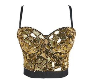 Atoshare Sexy Women Silver Gold Sequin Rhine Top Lady Rave Outfit Pearl Glitter Topps Bustier Female Corset Crop Top Strass 212163872