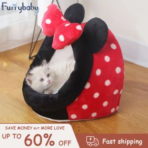 Коврики Sweet Cat Bed Теплая корзина для домашних животных Уютный шезлонг для котят Подушка для домашних животных Домашняя палатка Очень мягкий коврик для маленьких собак Сумка для моющейся пещерной кошки Кровать