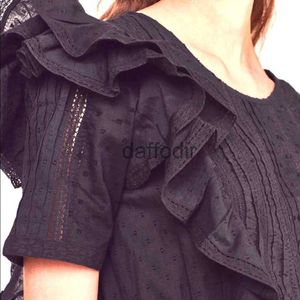 Abiti casual basic Abiti casual BOHO INSPIRED vestito nero da festa in cotone con volant manica corta a strati chic vestito estivo dolce vestito da donna za signore 0830 240304