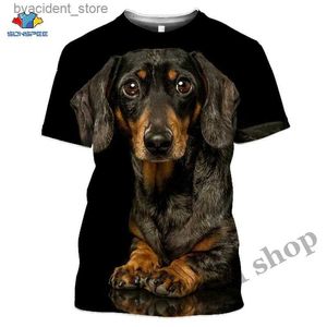 T-shirty męskie koszulki Dachshund Teckel koszulki dla mężczyzn Dackel Dog 3d T Drukuj Tops Oversised Women Cute Odzież Homme L240304