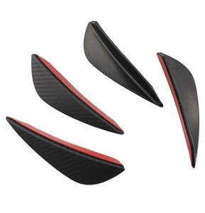 4PCSSet Black Carbon Fiber Fit Front Bumper Lip Splitter Fin Air Knife Auto Body Kit Car Spoiler Canards Valence Chin Accessory8551653