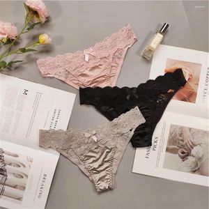 Women's Panties Sexy Thong Women Smooth Lace Satin Underwear Low Waist Briefs Underpants