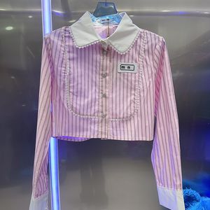 Рубашки женские дизайнерские классические рубашки модная блузка повседневная хлопковая облегающая полоска женская однотонная короткая одежда с длинными рукавами цветная одежда