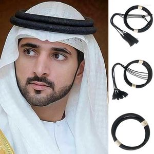 Bandane 1Pc Abbigliamento islamico Copricapo Corda Egal Shemagh Scialle Nero Headrope Musulmano Desert Accessori per uomo Arabia Arabo Dubai