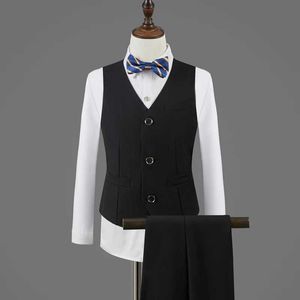 Suits Boys Suit For Weddings Children Vest Pants BowTie 3Pcs Photograph Dress Suit Child Kids 2 Year Birthday Ceremony Tuxedo Costume