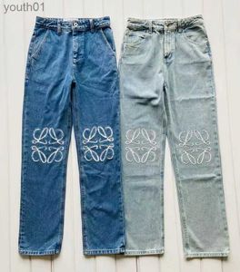 Women's Jeans Jeans High waist embroidered straight trousers jeans 240304