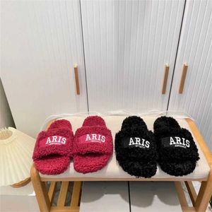 30% OFF Sports shoes 2024 Paris for Autumn and Winter New Couples Wearing Alphabet Family One Word Lamb Plush Slippers Outside