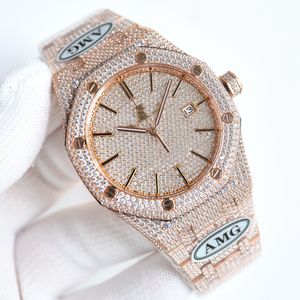 مخصص VVS1 Moissanite Diamond Hip Hop Watches تلقائي مصنوع يدويًا Mossanite مرصع بالفولاذ المقاوم للصدأ الساعات