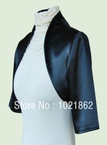 Maßgeschneiderte neue Damen-Hochzeitsball-Satin-Bolero-Achselzuckenjacke in Schwarz. Wir brauchen Ihre Brust, Schulter und Schulter. Armloch. AL00815543173