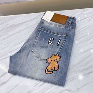 Kvinnors jeans jeans designer mode kattunge brev broderi tecknad grafisk byxor lyx denim 240304