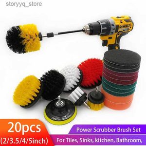 Rengöringsborstar 20st/Set Electric Brush Power Scrubber Brush Cleaning Kit Badrumsytor Tub Duschplattor och injekteringsborrning Kitl240304